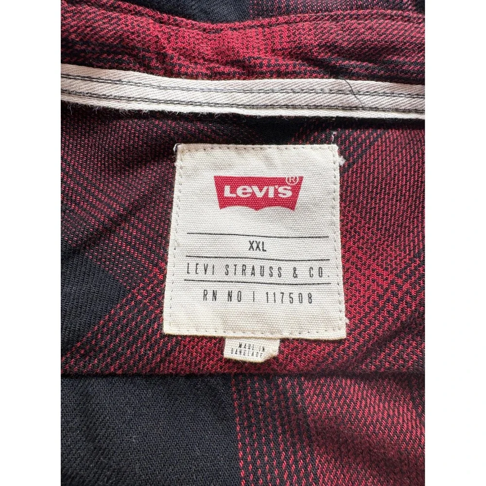Levis Mens XXL Red Black Buffalo Plaid Flannel‎ Button Down Shirt 3LDLW10201 NEW